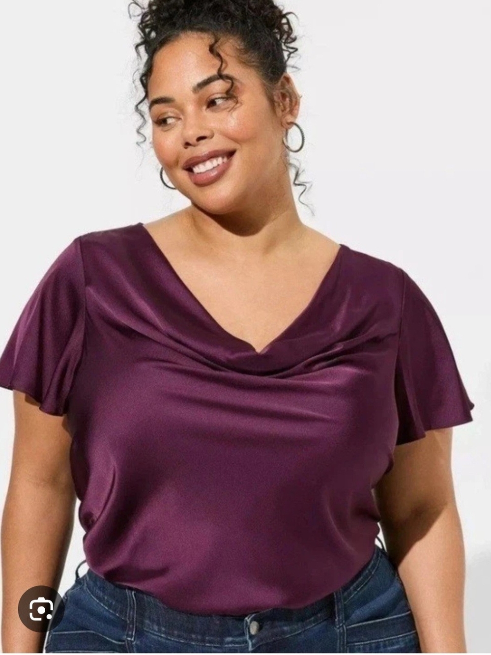 Torrid Sz 2 Satin Cowl Neck Top in Plum